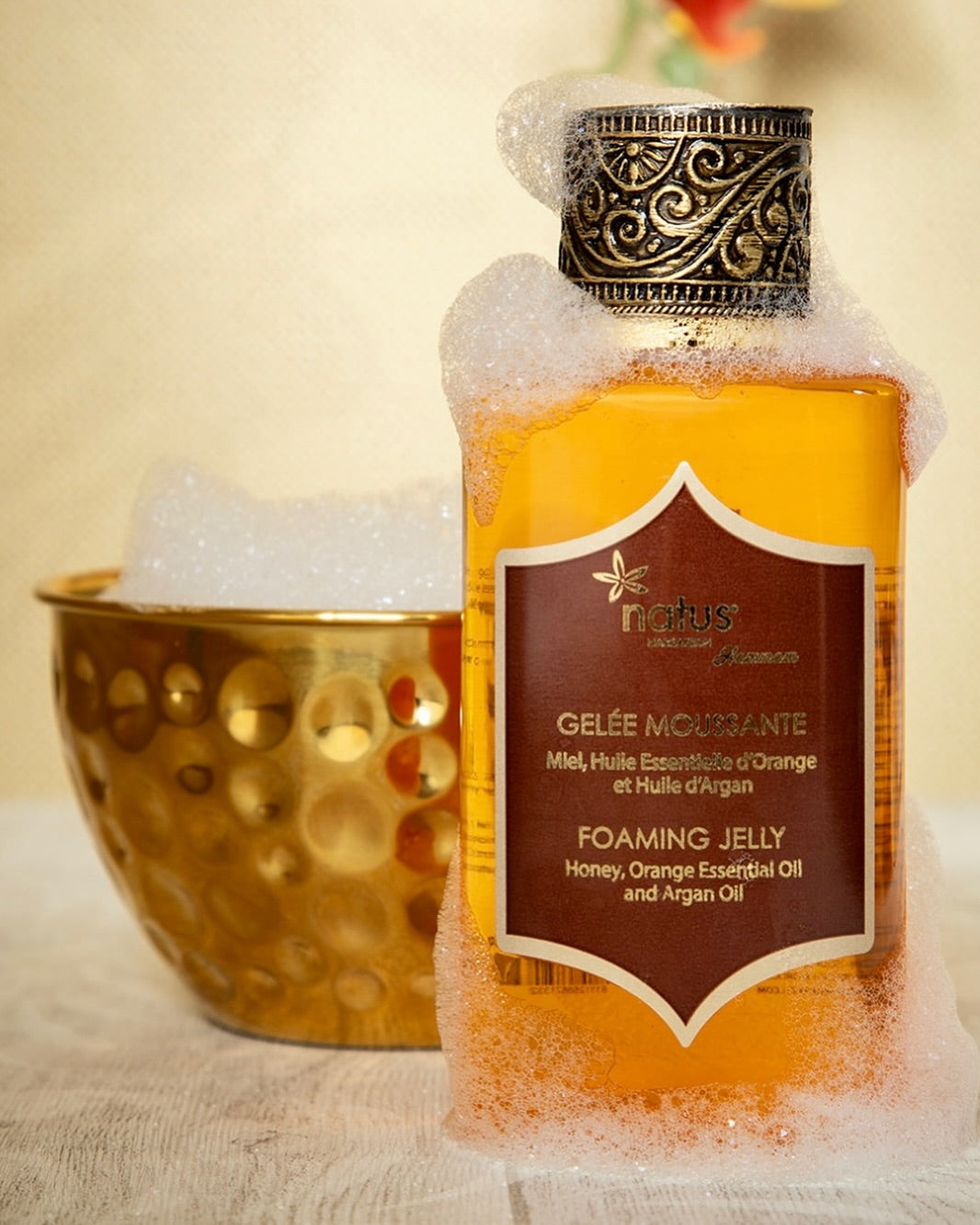 Gelée moussante au miel, huile essentielle d'orange et huile d'argan
